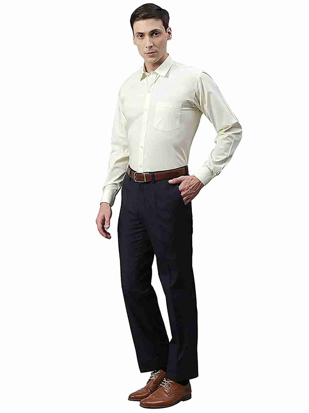 MAKHANCHOR Yellow Regular Fit Formal Shirt