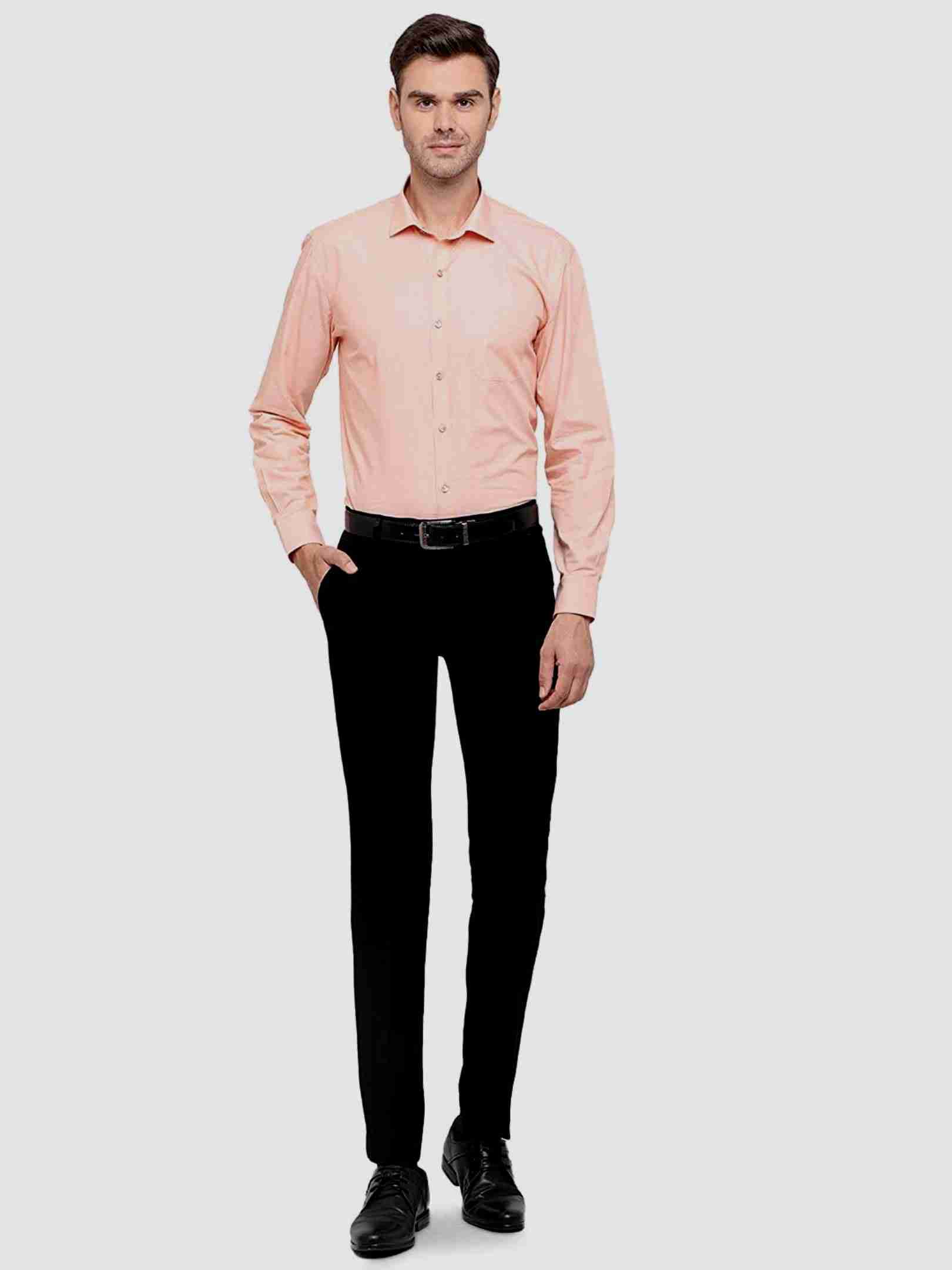 MAKHANCHOR Peach Regular Fit Formal Shirt