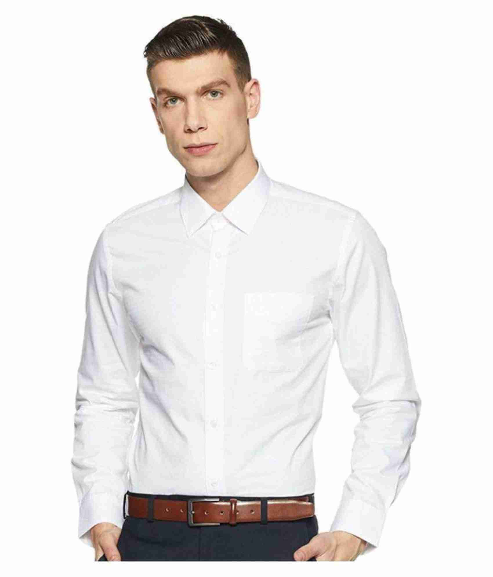 MAKHANCHOR White Regular Fit Formal Shirt