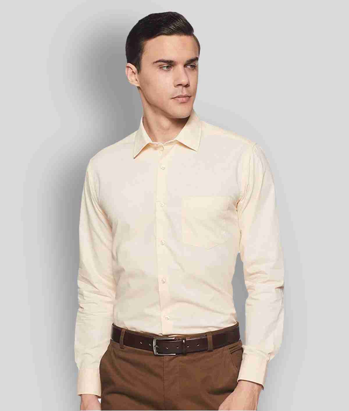 MAKHANCHOR Beige Regular Fit Formal Shirt