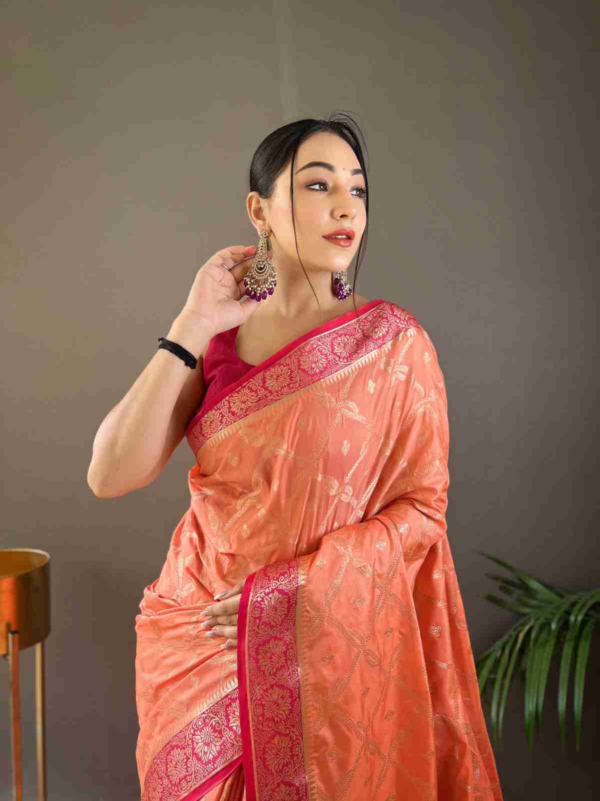 Beautiful silk saree with all over butties 