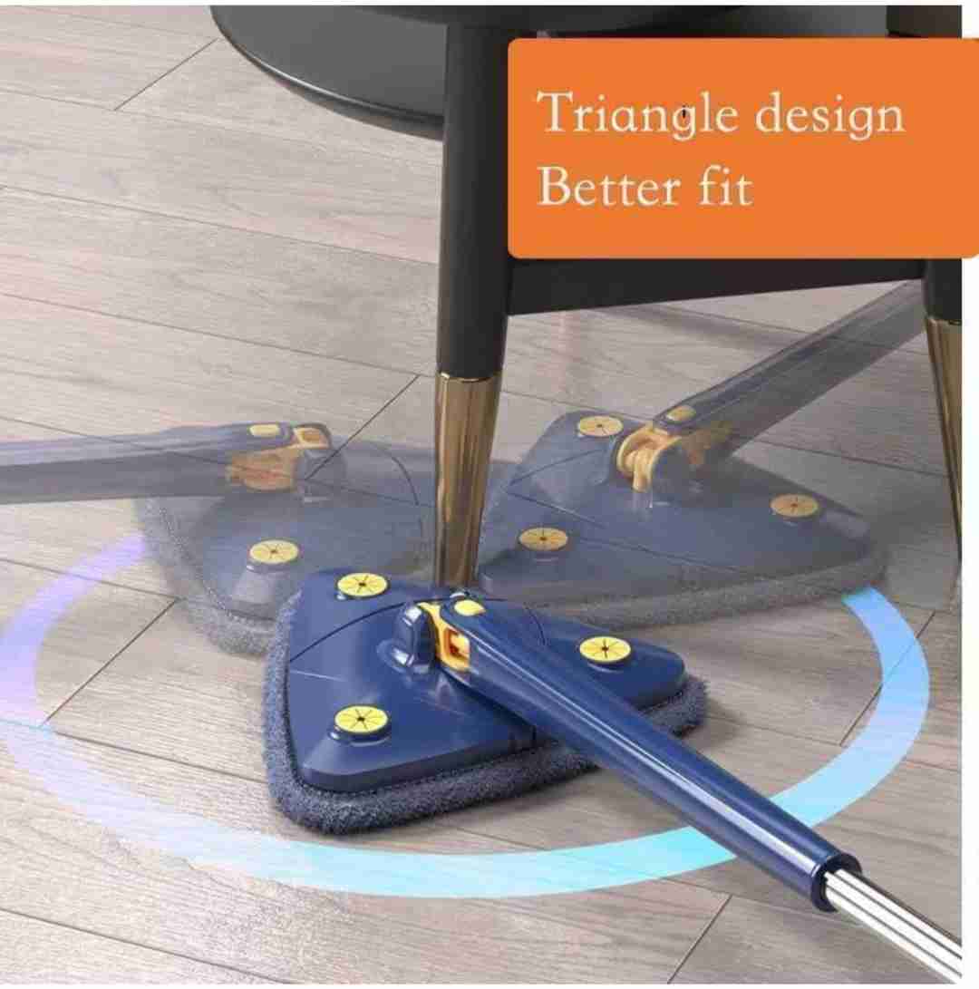 360° Rotatable Multi Functional Rotatable Triangle Mop with Long Handle Push-Pull Squeezing Cleaning Mop Dry & Wet Mop for Floor Windows Ceiling