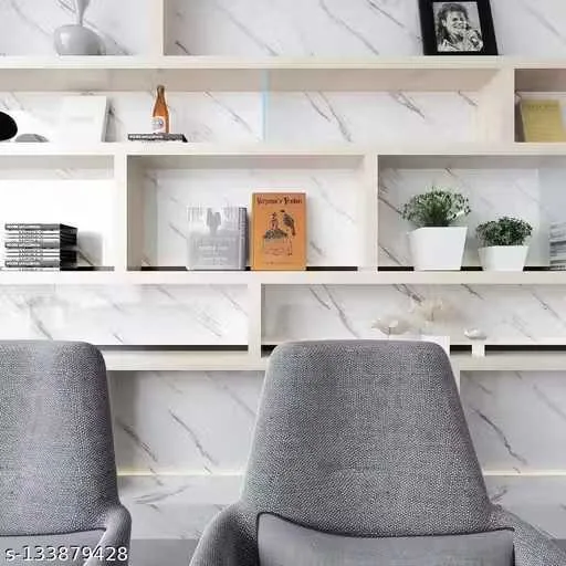 Marble Wallpaper Vinyl Self Adhesive Wall Sticker (White) (pack of 2)