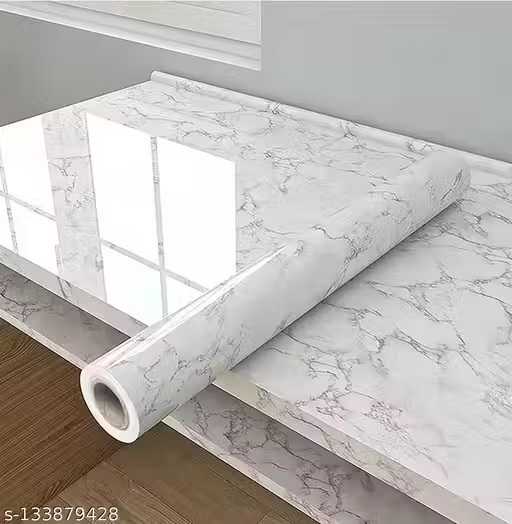  Marble Wallpaper Vinyl Self Adhesive Wall Sticker  (White) (pack of 2)