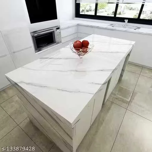 Marble Wallpaper Vinyl Self Adhesive Wall Sticker (White) (pack of 2)