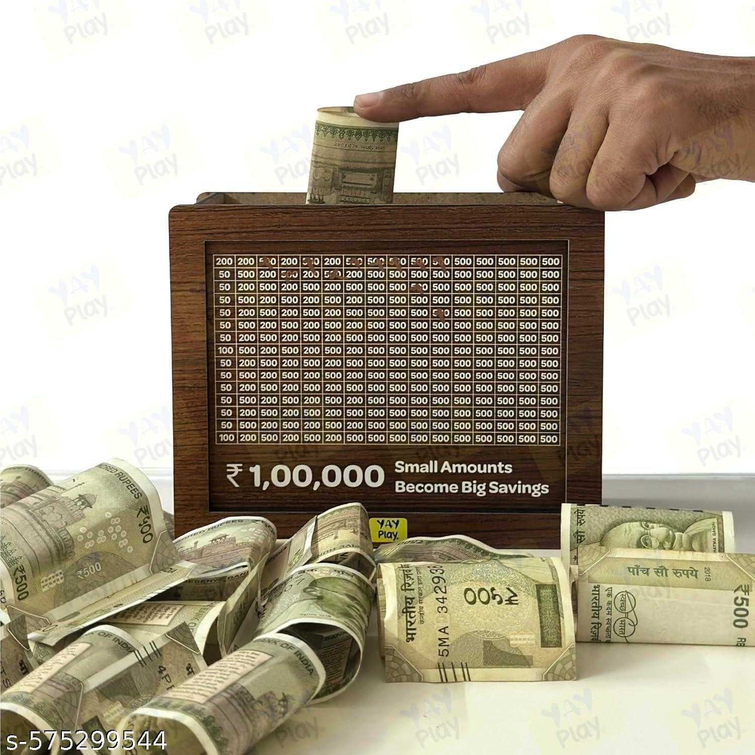 Money saving wooden box