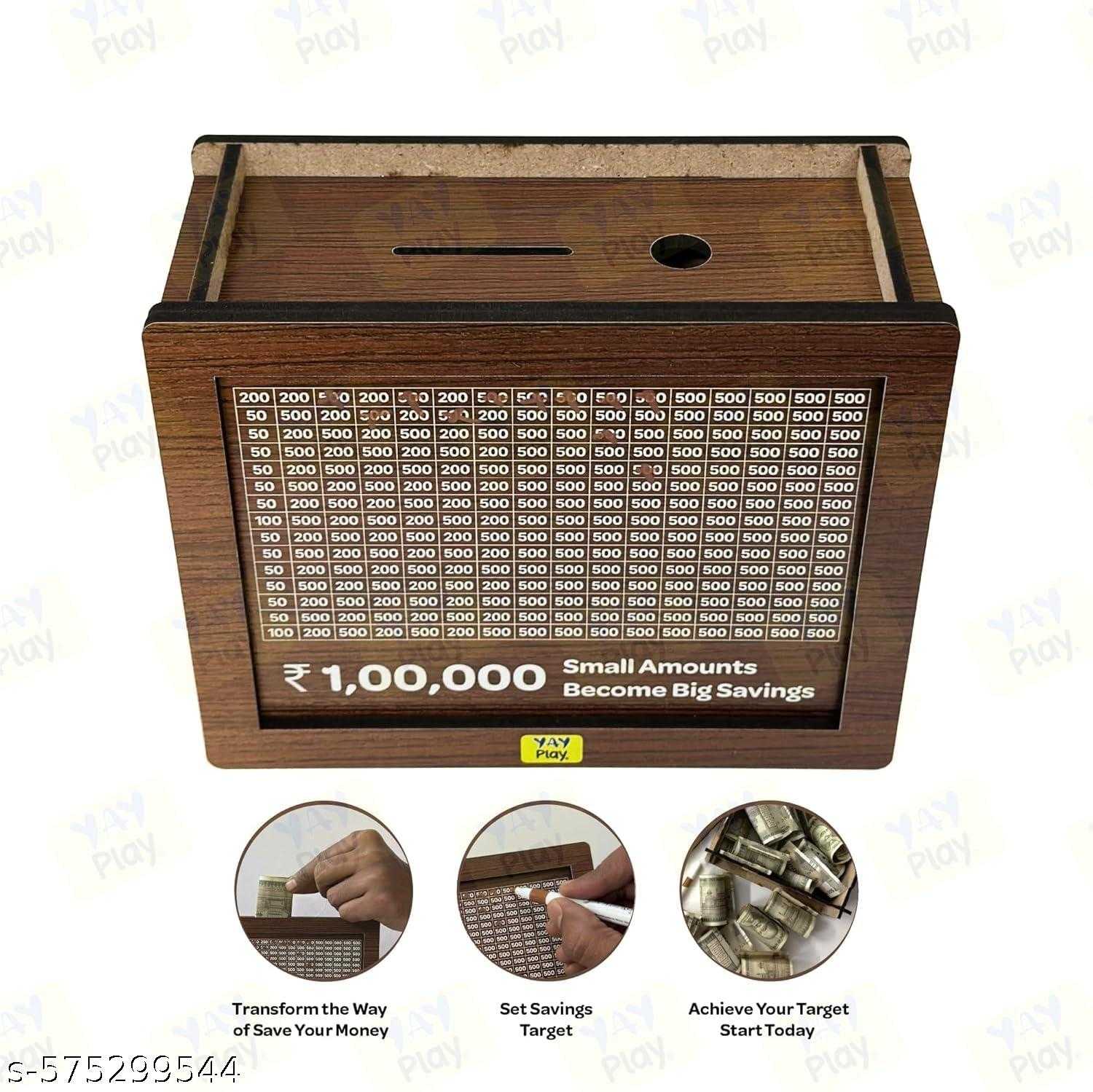 Money saving wooden box