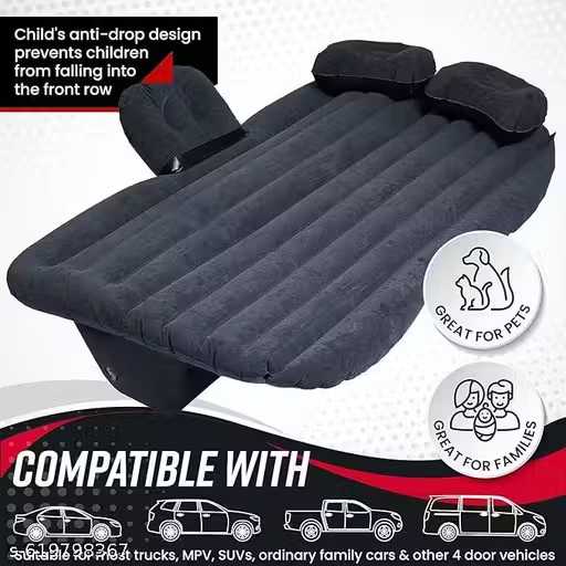 Travel Inflatable Car Bed Mattress with 2 Air Pillows Car Inflatable Bed  (Universal For Car)