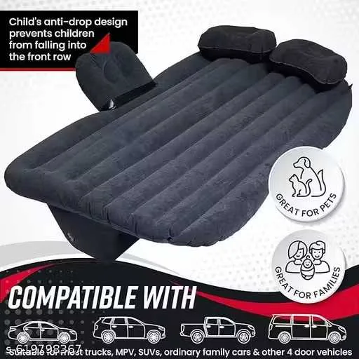Travel Inflatable Car Bed Mattress with 2 Air Pillows Car Inflatable Bed (Universal For Car)