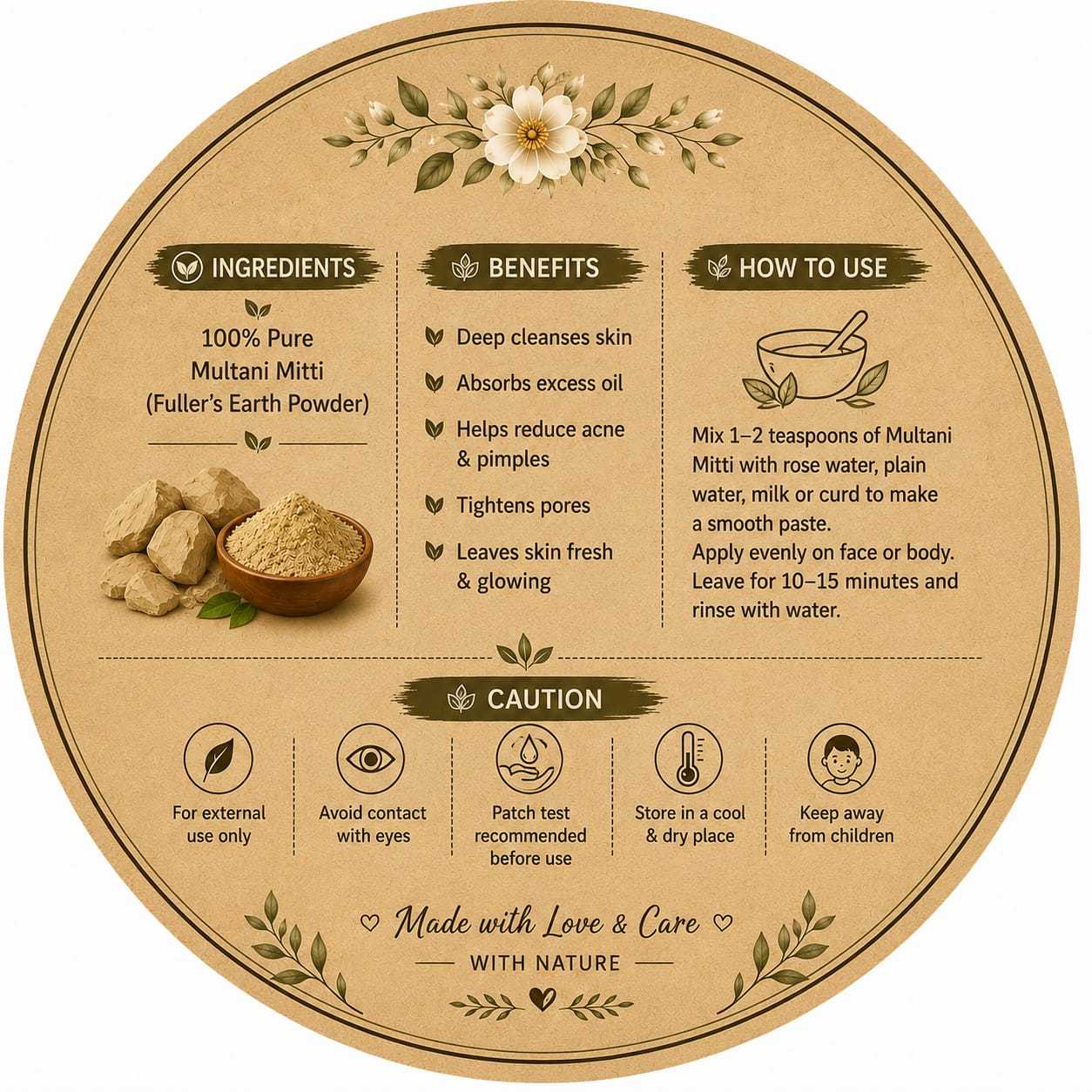 Organic Style Multani Mitti | Face Pack & Hair Care Powder 100gm