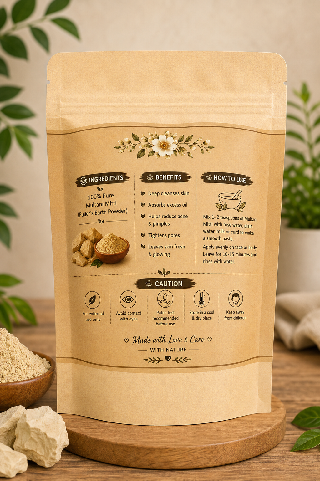 Multani Mitti (Fuller's Earth) + FREE Ice Roller (100 g)