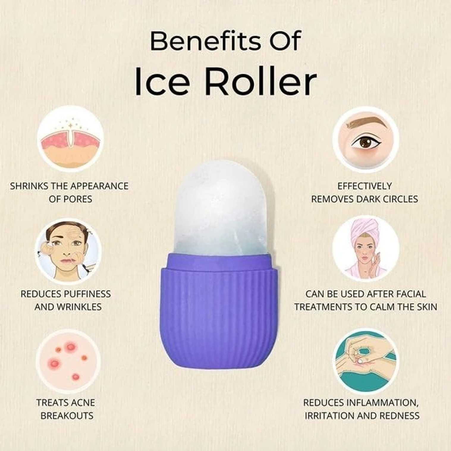 Ice Roller & Ice Cube Tray Combo | 2-in-1 Facial Cooling Massager