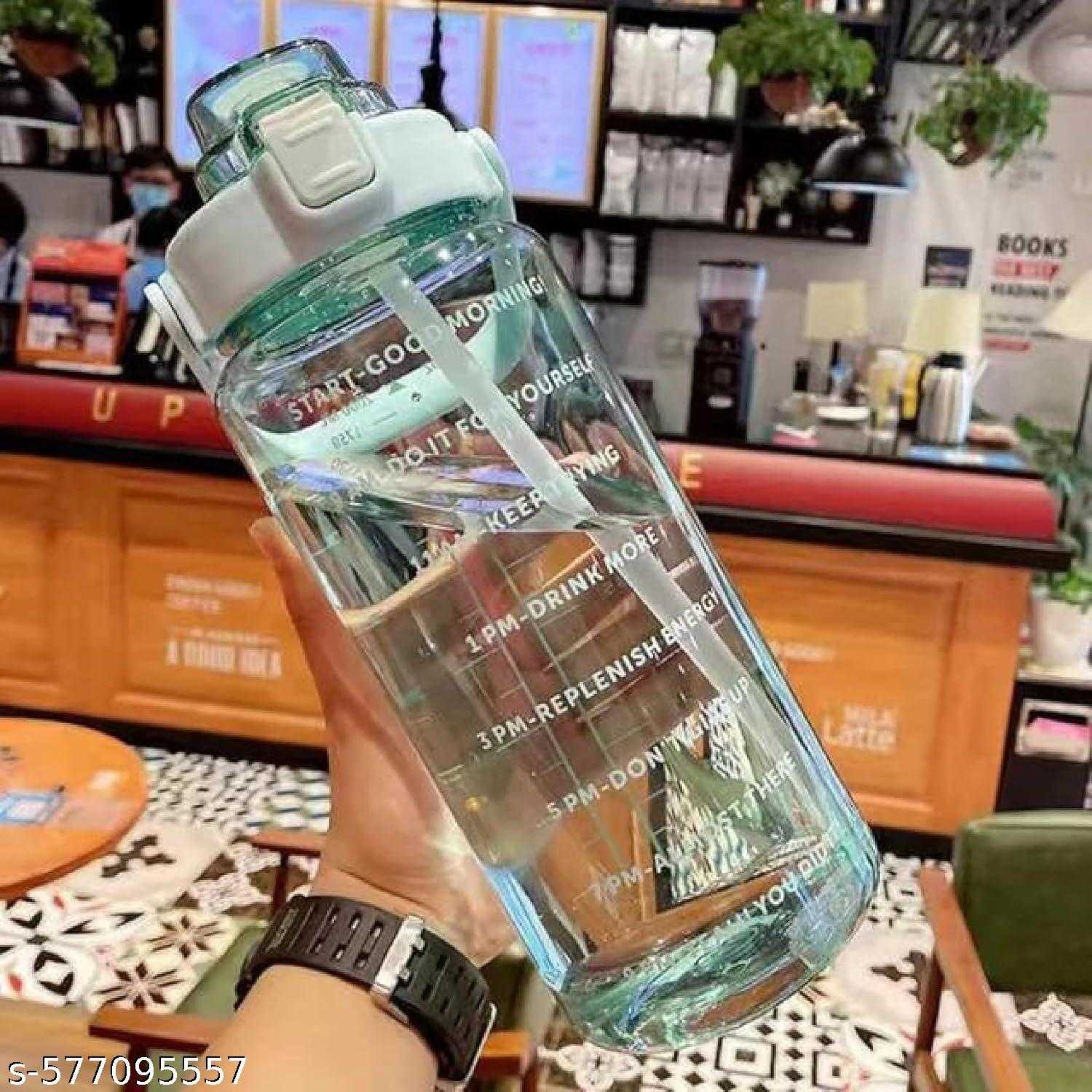 MULTICOLOR Water Bottle  Adults With Motivational Time Marker & Leak Proof Non-Toxic Transparent Water Bottle For Office, Gym, School, Collage, Home
