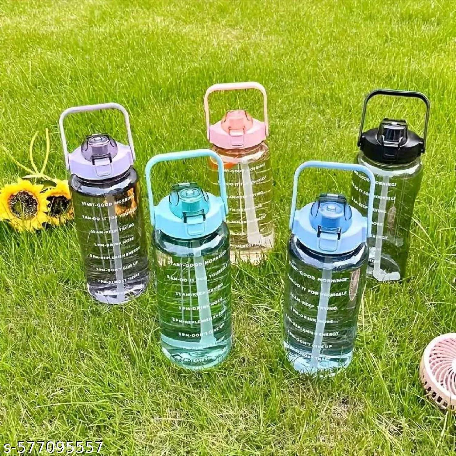 MULTICOLOR Water Bottle Adults With Motivational Time Marker & Leak Proof Non-Toxic Transparent Water Bottle For Office, Gym, School, Collage, Home