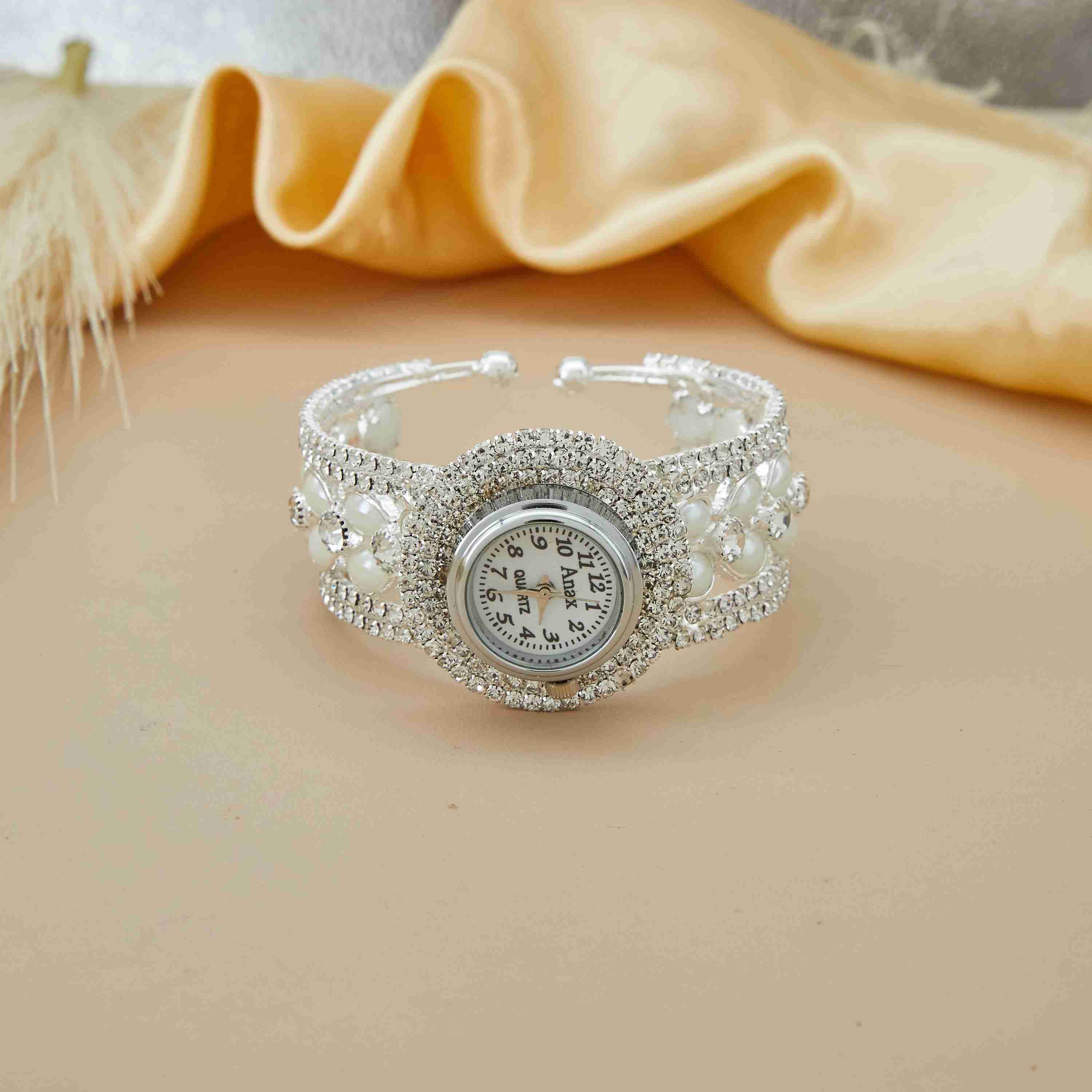 Diamond silver Watch Bangle for women | Elegant Timepieces by Nemichand  Jewels – NEMICHAND JEWELS