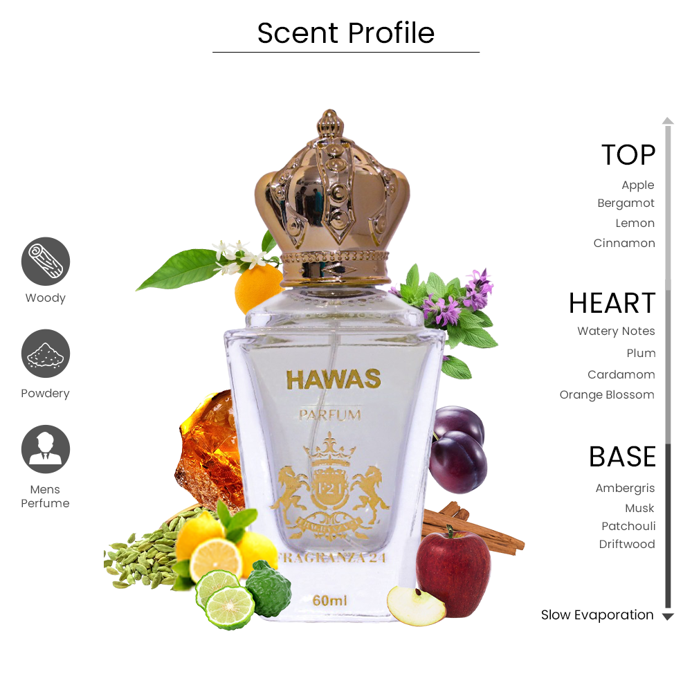 Hawas Parfum – Fresh Spicy Aquatic Woody Luxury Men’s Perfume (60ml)