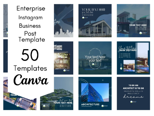 50 Business Instagram Templates for Canva , Corporate Instagram Post Templates, Editable Business Instagram Template for Architects