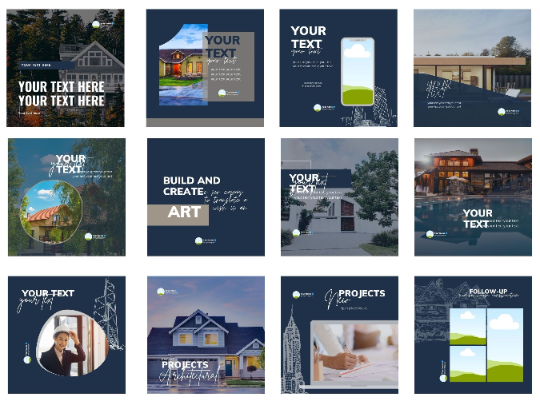 50 Business Instagram Templates for Canva , Corporate Instagram Post Templates, Editable Business Instagram Template for Architects