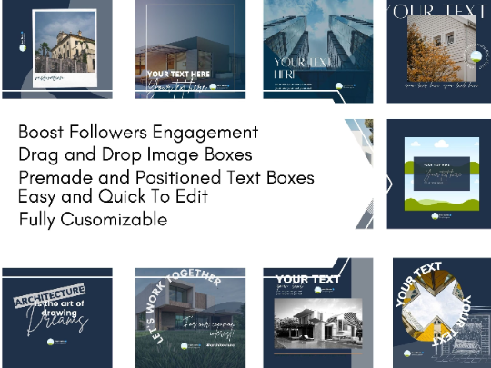 50 Business Instagram Templates for Canva , Corporate Instagram Post Templates, Editable Business Instagram Template for Architects