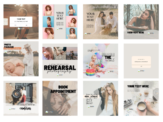 50 Instagram Posts for Photographers Editable in Canva For Marketing And Engagement, Can Be Used By Freelance Photographers