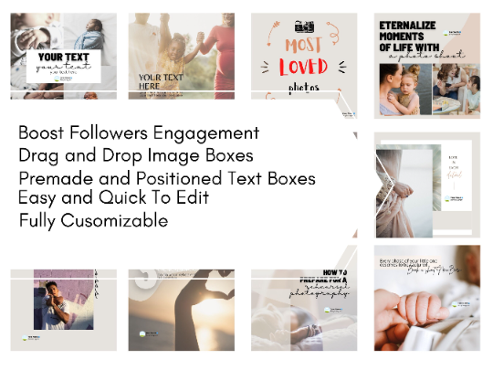 50 Instagram Posts for Photographers Editable in Canva For Marketing And Engagement, Can Be Used By Freelance Photographers