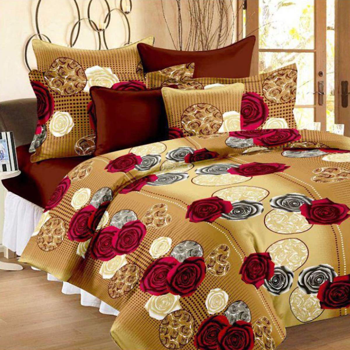 HOMDAZAL 3D BEDSHEET ROSY FLOWERS 